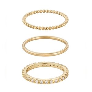 Adornia, Gold CZ Trio Eternity Band with Sparkling Stones, NWT
